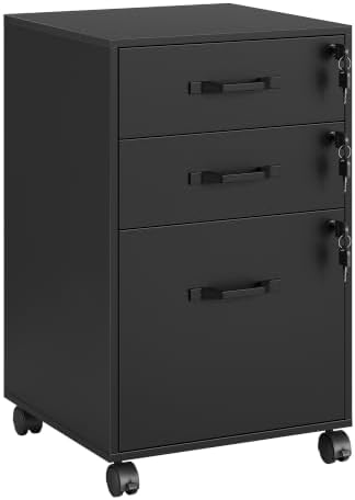 VASAGLE Mobile File Cabinet, Black UOFC084BC01S