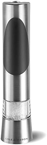 Cole & Mason Richmond Electronic Salt & Pepper Mill Gift Set - One-Button Electric Spice Grinder with Large Grinding Chamber - Requires 6 AAA