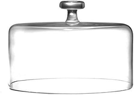 Barski Handmade Glass 2 pc Set , Footed Cake Plate with Dome, 11.5" H, 11" D (inside dome is 10.25" D), Clear , Made in Europe