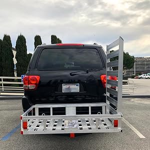 cargo carrier basket scooter hitch mount aluminum rack ramp wheelchair snowblower generator towing