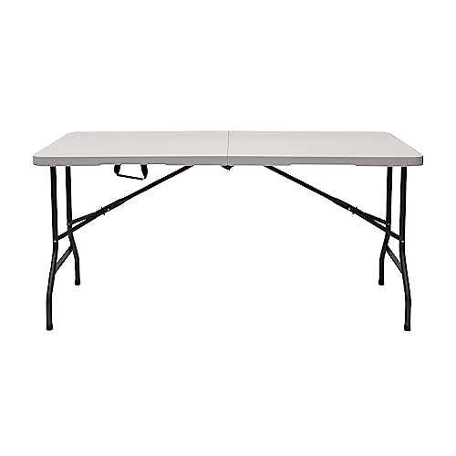 Iceberg IndestrucTable Classic Center-Folding Table, 5 ft, Platinum Granite | Measures 60" x 30" x 29", holds up to 250 lbs, indoor and outdoor use, center-folding for easy carry, ideal for camping