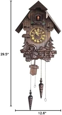 Wall Cuckoo Clocks Black Forest Wooden Cuckoo Clock. Black Forest Hand-Carved Cuckoo Clock. Bright Cuckoo Bird Sounds On The Hour and Chime Has