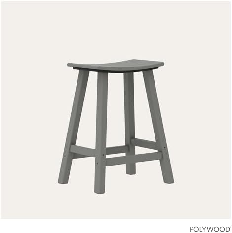 Polywood Outdoor Bar Stools - All-Weather 24 Inch Counter Height Outdoor Patio Bar Stools - Heavy Duty HDPE - Classic Curved Chairs for Pool, Deck