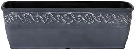 Corinthian Rectangular Planter Box w/Drain Plug, 10" Storm Gray