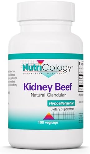 Allergy Research Group NutriCology Kidney Beef - 500 mg Bovine Kidney Glandular Supplement - Freeze-Dried Organ Extract - Renal & Glandular Support