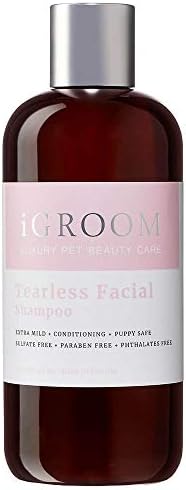 iGroom Tearless Facial Dog Shampoo, Luxury Pet Beauty Care, Ultra Mild to Eyes, Restore Skins Natural Moisture, Made in USA, 16 oz