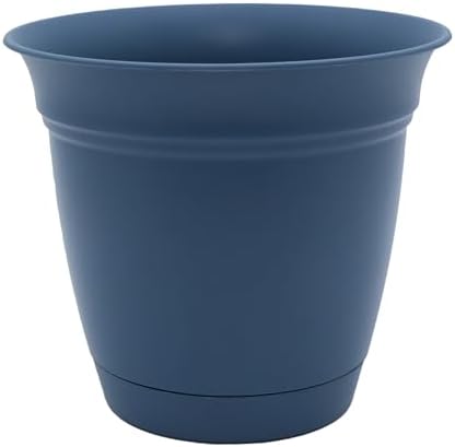 The HC Companies Eclipse Round Planter with Saucer - Outdoor & Indoor Plant Pot with Drainage Holes - Lightweight