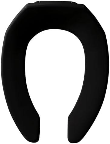 CHURCH 295CT Commercial Open Front Plastic Toilet Seat, Heavy Duty Industrial Seat without Lid, Secure Installation for Long Lasting Use, Made in USA, Elongated, Black