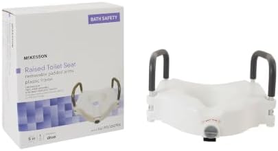 McKesson Raised Toilet Seat with Removable Padded Arms, White, 5 in, 1 ct | Lightweight, Fits Most Standard Toilets
