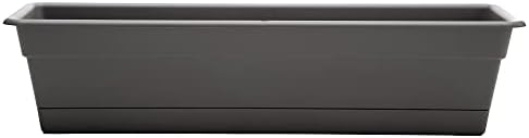 Bloem Dura Cotta Window Box Planter: 24" - Terra Cotta - with Tray, Weatherproof Resin Box, Removable Tray for Indoor & Outdoor Use, Gardening, 3 Gallon Capacity