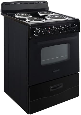 Avanti Electric Range Oven Compact Design, 2.6-Cu.Ft. Capacity with 4 Coil Burners, Framed Glass Oven Door