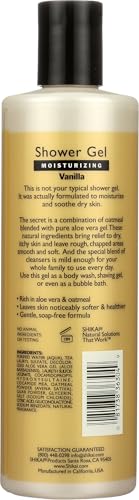 ShiKai Daily Moisturizing Shower Gel (Vanilla, 12oz) | With Hydrating Aloe Vera & Oatmeal | Scented Body Wash for Dry Skin Relief
