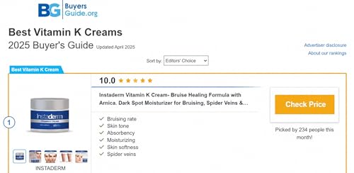 Vitamin K Cream-Revitalizing Formula with Arnica for the Appearance of Brusing, Spider Veins, Broken Capillaries