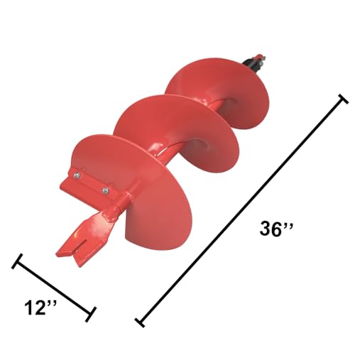 THUNDERBAY 14 Inch Diameter 36 Inch Long Earth Auger Bit with Fishtail Point and Patent Shock Spring