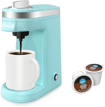 CHULUX Mini Single Serve Coffee Maker for K Pod, Brew Up to 12oz Cup, Black | Fast-Heating Boiler System, Single Cup Brewing, Portable Compact Design, Four-Hole Multi-Stream Needle, Adjustable Drip Tray