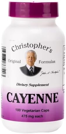Christopher's Original Formulas Cayenne Capsules, Herbal Supplement for Circulation & Digestion, 100 Capsules