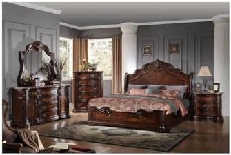 Best Master Barney's 2-Piece Wood Dresser and Mirror Set in Walnut w/Marble Top