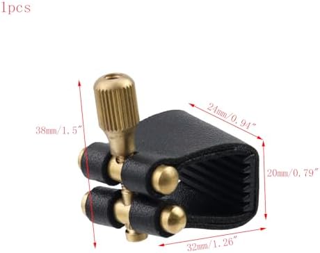 Soprano Saxophone Ligature Black Leather Ligature Fastener | Adjustable Screw, Sax Mouthpiece Ligature Fastener
