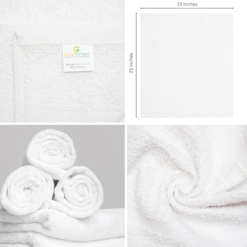 Bulk Pack 60 Pcs (5 Dozen) White Economy 15x25 Inches Basic Hand Towel - 2.25 lb/dz