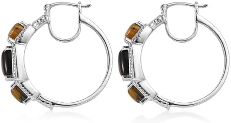 Tigers Eye 10.50 ctw Earrings in Stainless Steel