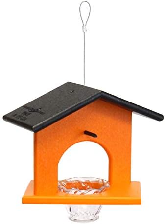 Oriole Bird Feeder, Poly Lumber Hanging Oriole Jelly Feeder (Black/Orange)
