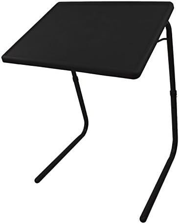 Portable Foldable TV Tray Table - Laptop, Eating, Drawing Tray Table Stand with Adjustable Tray with Sliding Adjustable Cup Holder - 5StarSuperDeals - (Black)