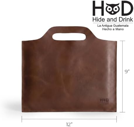 Hide & Drink, Flat Handbag, Minimalist Style Carry-On Bag, Thin Portfolio, Classic Document Holder, Travel Accessory, Full Grain Leather, Handmade