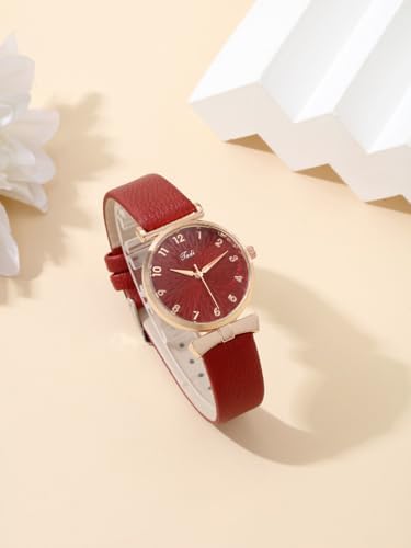 Top Plaza Ladies Classic Leather Analog Quartz Watch | Women Easy Read Arabic Numerals Watches Casual Dress Wrist Watch,Rose Gold Case