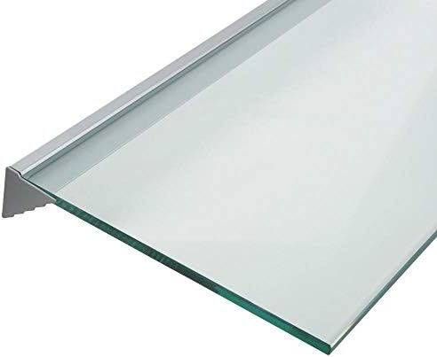 LTL Home Products GL9020CLKIT Wallscapes Glacier Floating Glass Wall Shelf Kit, 8" x 36", Clear Glass