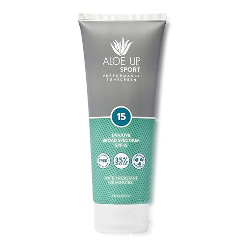 Aloe Up Sport Sunscreen Spray SPF 15, Water Resistant, Non-greasy, 6 oz | Broad-spectrum SPF 15; Water resistant up to 80 min; Non-greasy, With aloe vera gel, fragrance-free
