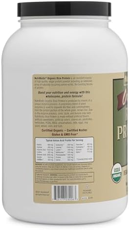 NutriBiotic Certified Organic Rice Protein Vanilla, 3 Lb. | Low Carbohydrate Vegan Protein Powder | Raw, Certified Kosher & Keto Friendly | Made Without Chemicals, GMOs & Gluten | Easy to Digest