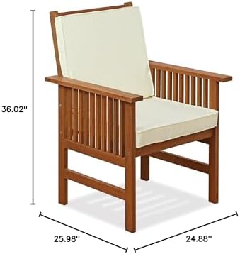 Furinno TIOMAN Patio Chair, Mediterranean Outdoor Lawn Chair, Armchair with Cushion, for Patio, Garden, Porch, Natural