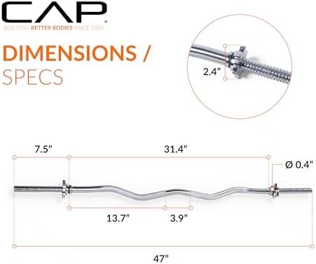 Cap Barbell 47-Inch Standard Threaded Solid Easy Curl Bar