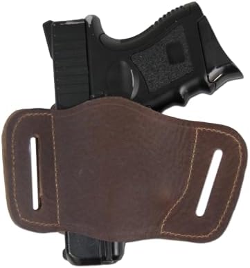 New Barsony Quick Slide Gun OWB Brown Leather Holster for Compact 9mm 40 45 Pistols