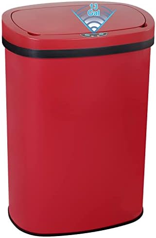 Kitchen Trash Can | Stainless Steel 13 Gallon Trash Can | 50L Touch Free Garbage Can with Lid | Electronic Sensor High Capacity Trash Bin for