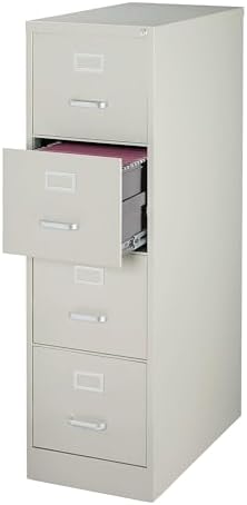 Staples 4-Drawer Vertical File Cabinet, Letter Size Documents, Lockable, 26.5" D x 15" W x 51.97" H, Putty/Beige