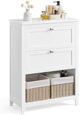 VASAGLE Bathroom Storage Cabinet, with 2 Doors, 31.5" H, Cloud White