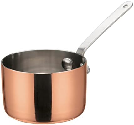 WINCO Mini Sauce Pan, Copper | Artful single-serve, Heavy-duty, Riveted handle, Great for Entrees, Salads, Desserts and Appetizers