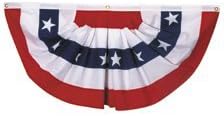 3x6 Ft Outdoor US American Flag Bunting Half Fan Fully Pleated Poly/Cotton
