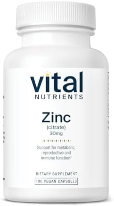Vital Nutrients Zinc Citrate 30mg - Easily Absorbed Immune Support Supplement - Vegan Zinc Supplement - Gluten, Dairy, Soy Free - Non-GMO - 30mg - 90 Capsules