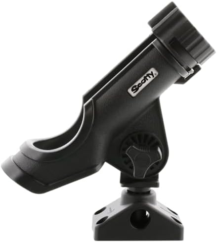 Scotty #230 Powerlock Rod Holder with #241 Side/Deck Mount, Adjustable Boat Fishing Rod Holder, Universal Cradle Design, Side or Deck Mount Installation, Marine-Grade Construction