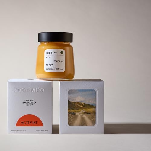 ACTIVIST Raw Manuka Honey 300+MGO | Product of New Zealand | Certified Non-GMO | BPA-Free Jar (10.2 oz) Packaging May Vary