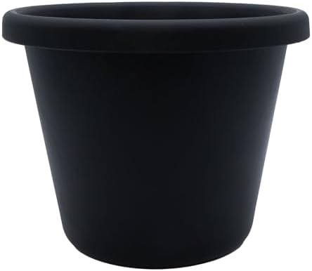 The HC Companies Classic Round Plastic Plant Pot w/Rolled Rim - Lightweight & UV Resistant Flower Pot for Herbs & More - Outdoor & Indoor Plant Pots w/Drainage (15.5 inch Warm Gray, Pack of 1)