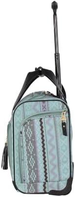 Steve Madden Designer 15 Inch Carry on Suitcase- Small Weekender Overnight Business Travel Luggage- Lightweight 2- Rolling Spinner Wheels Under Seat Bag for Women(Legends Teal)