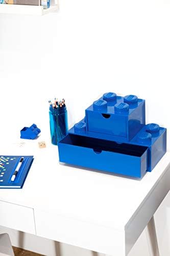 LEGO Stackable Desk Drawer RED with 8 Knobs - Plastic Storage Box for LEGO, Toys, Desk Drawers, Office Supplies, and Stackable Storage, Home Decoration