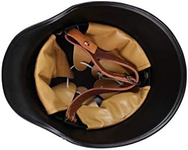 German World War I M16 M18 M1916 Helmet Replica Black with Cowhide Lining and Chin Strap, 1PK