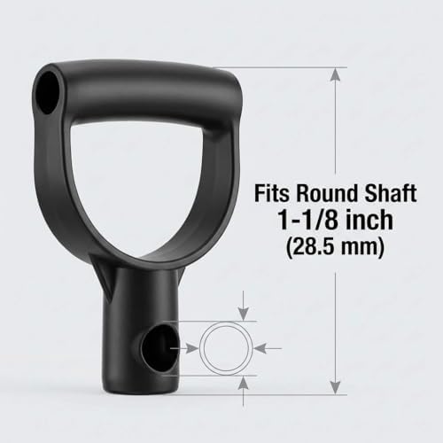 QWORK Shovel Grip Handle, 1-1/8" Inside Diameter PVC D-Shaped Grip Shovel Handle Replacement for Digging Raking Tools
