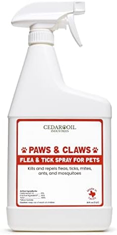 Paws and Claws Pet Spray - Natural Flea and Tick Repellent with Cedar Oil - Effective and Safe Pest Control for Dogs and Cats, Helps Repels Fleas, Ticks, and Mites, Pet Friendly (1 Gallon)
