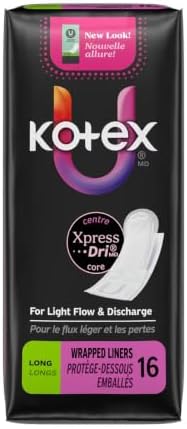 Kotex Natural Balance Absorbent Liners, Long, 16 Count(10 Pack)