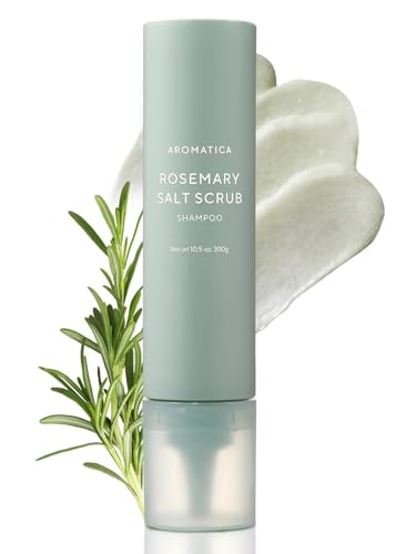 AROMATICA Rosemary Scalp Scaling Shampoo for Hair Growth | Korean Hair Care for Thinning Hair & Hair Loss, Natural Essential Oil, Vegan, Sulfate Silicone Paraben Free (13.53 oz)